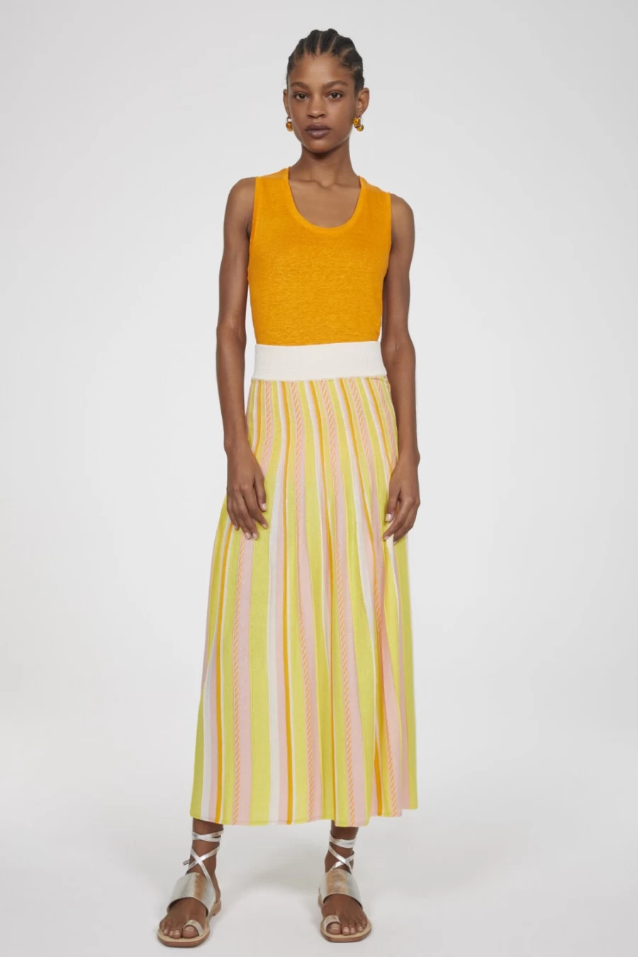 Rodebjer Women's Lime Striped Skirt - Marika Style Fashion Skirt