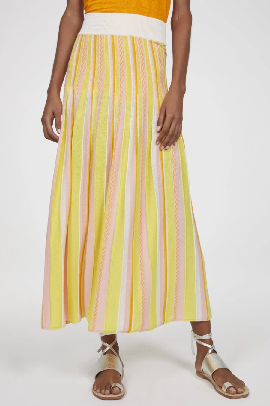 Rodebjer Women's Lime Striped Skirt - Marika Style Fashion Skirt