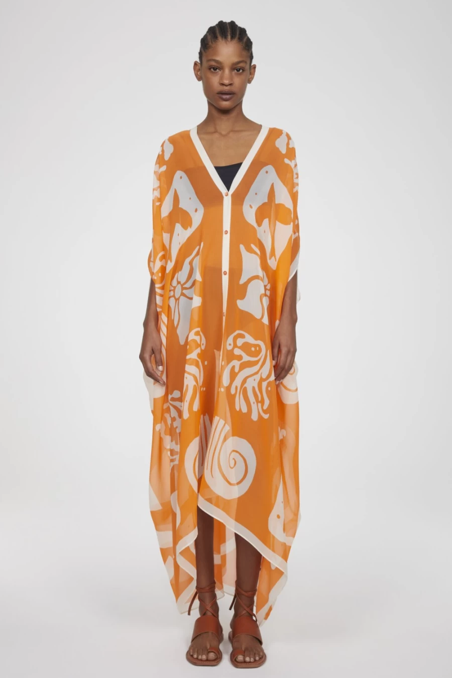 Rodebjer Women's Agave Youthquake Caftan in Orange Haze - Boho Chic Beach Dress