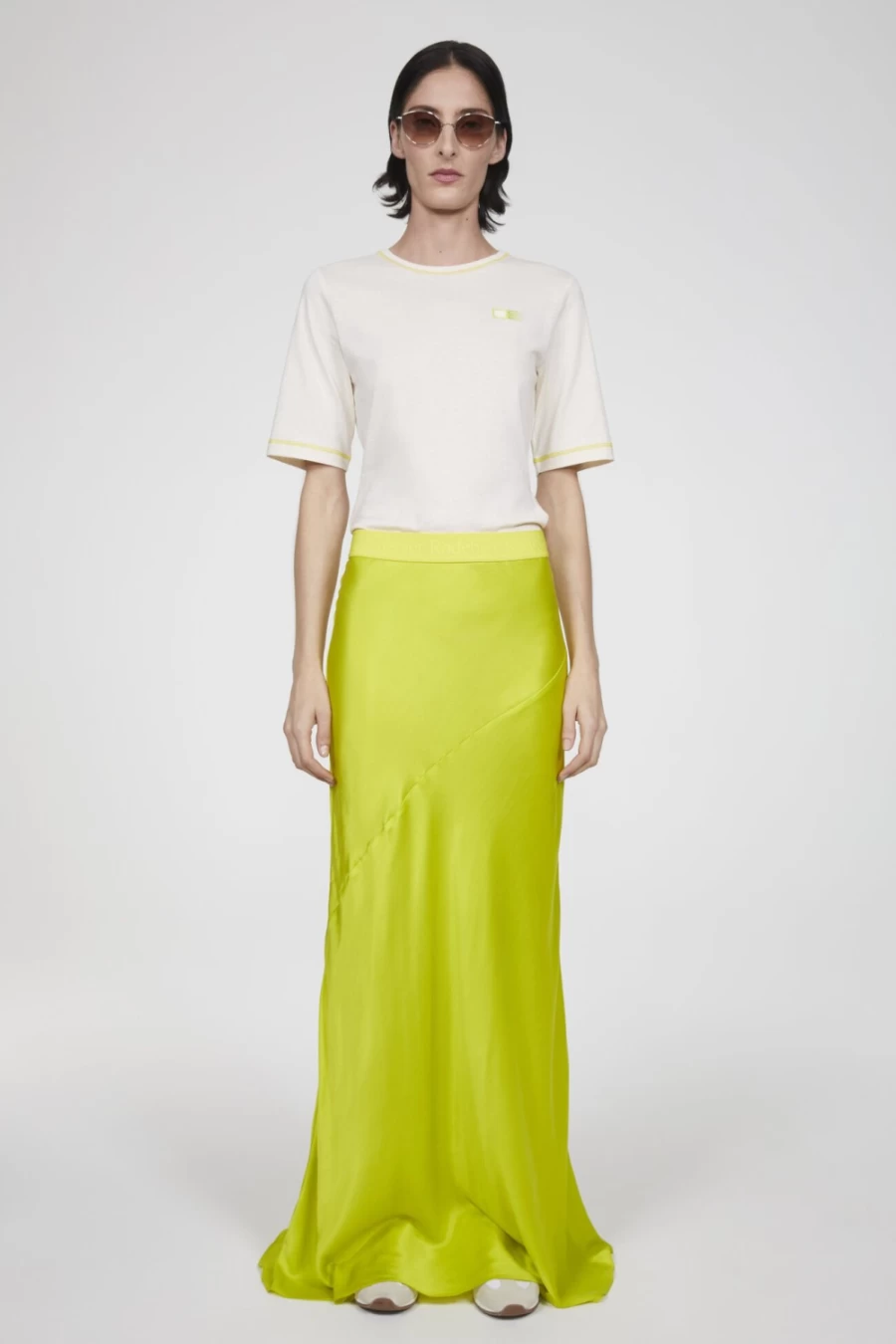 Rodebjer Women's Lime Flared Skirt - Lorena A-Line Midi Skirt