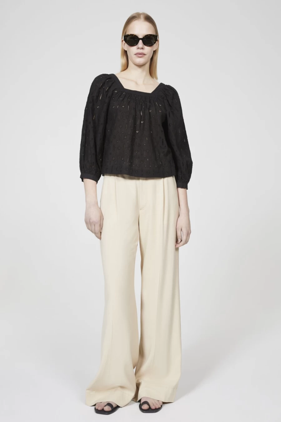 Rodebjer Black Latte Embroidered Blouse for Women