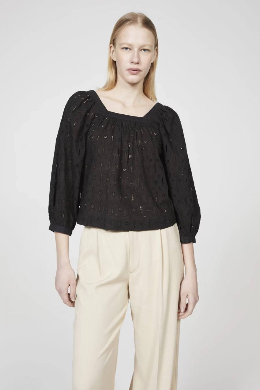Rodebjer Black Latte Embroidered Blouse for Women