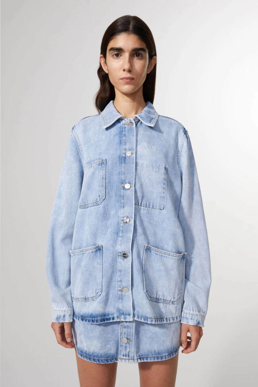 Rodebjer Women's Bleached Indigo Denim Jacket - Celeste Indigo Washed Style