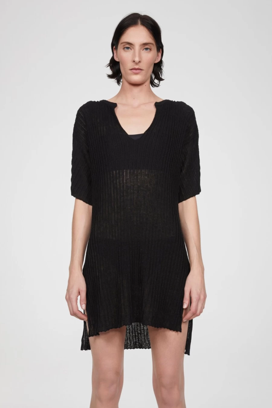 Rodebjer Women's Black Linda Knitted Rib Shirt