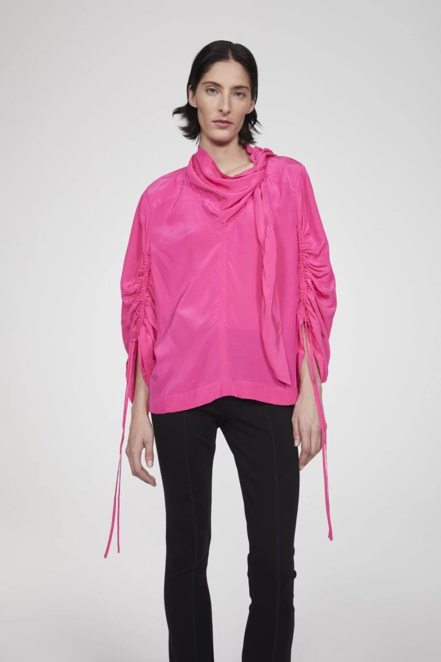 Rodebjer Women's Hot Pink Mona Drapy Blouse - Elegant Feminine Top