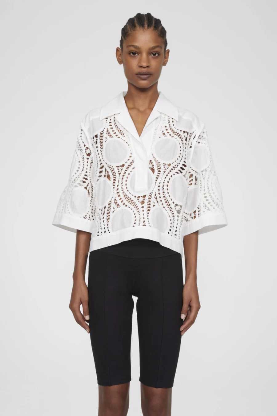 Rodebjer Women's Klara Lace Dot Shirt in Crisp White - Elegant Feminine Blouse