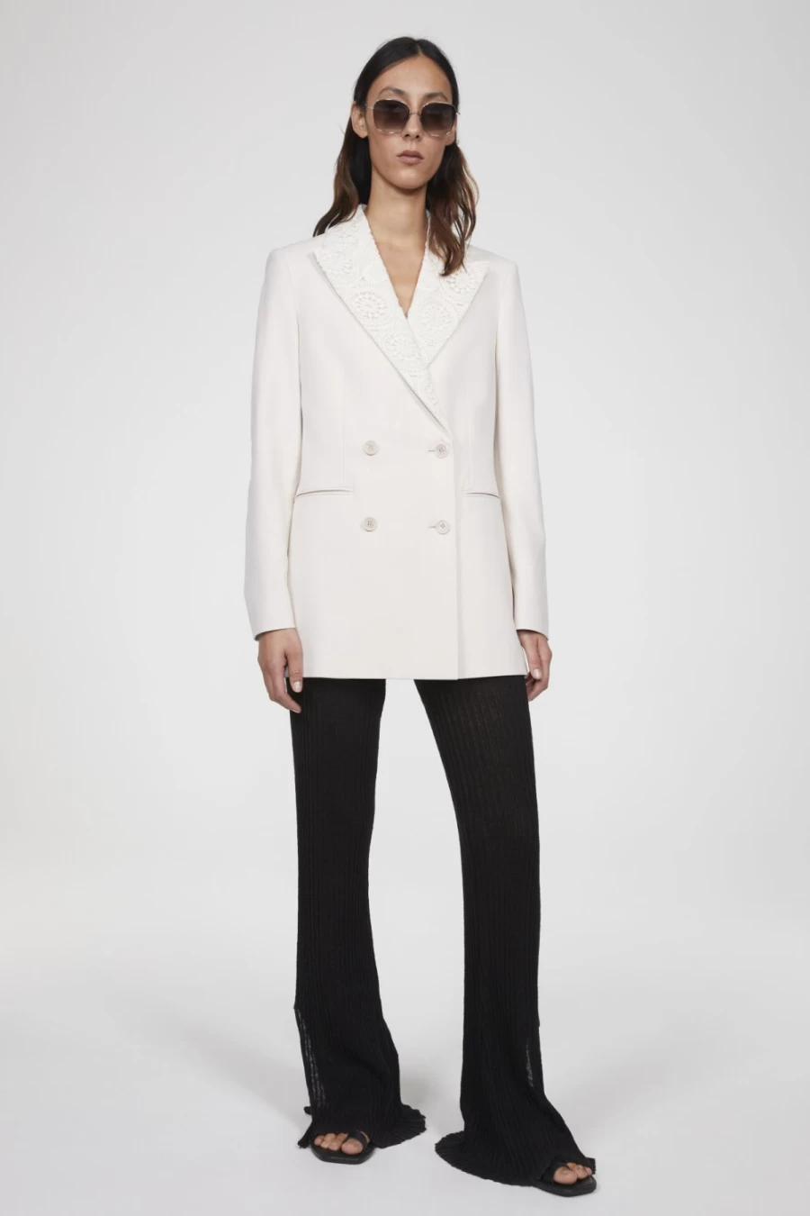 Rodebjer Women's Canvas Como Crochet Blazer - Elegant Knit Jacket for Women
