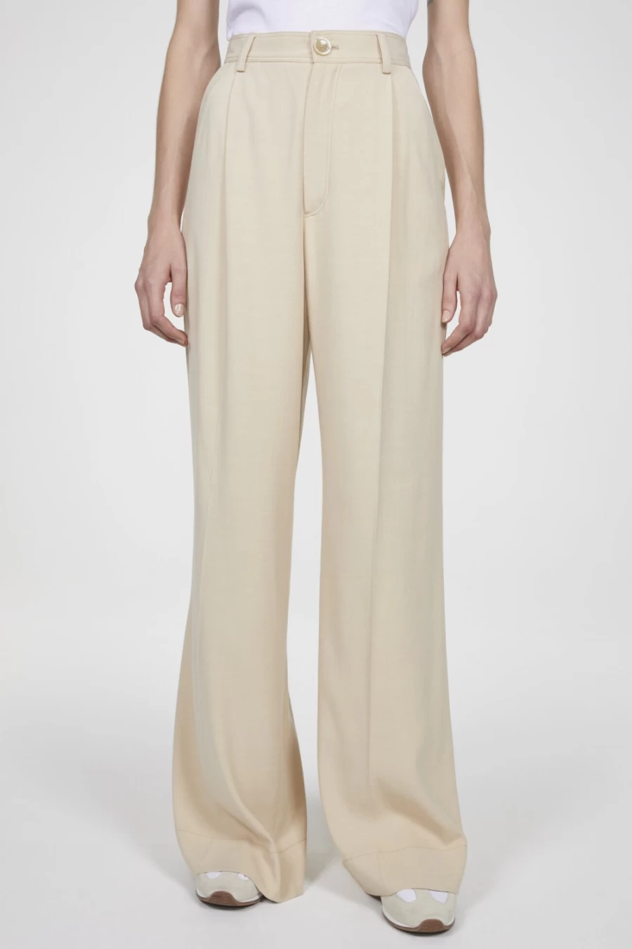 Rodebjer Women's Addie Wide Pants in Sand - Comfortable High-Waisted Trousers