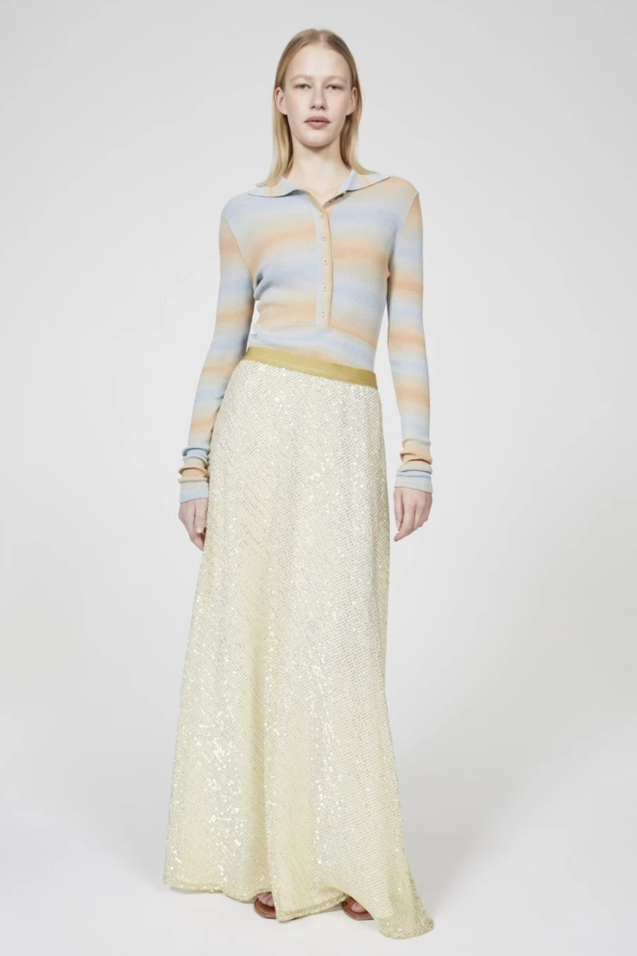Rodebjer Gold Sequin Skirt for Women - Larissa Glitter Party Skirt