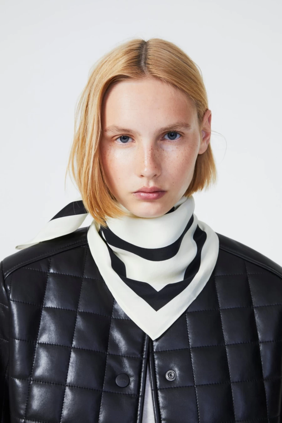 Rodebjer Monogram Black & White Silk Scarf for Women