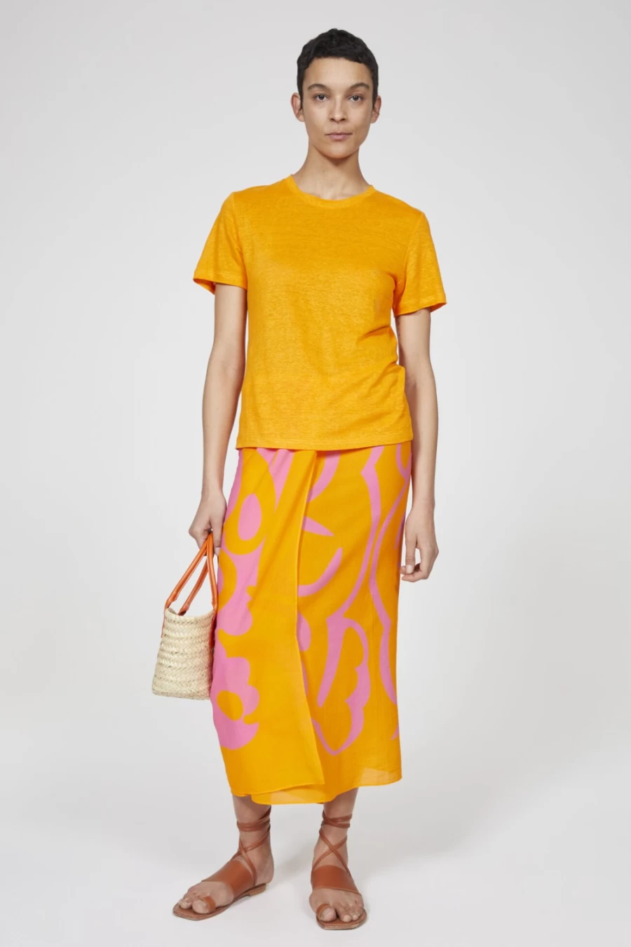 Rodebjer Women's Orange Haze Ninja Linen T-Shirt - Breathable Summer Top