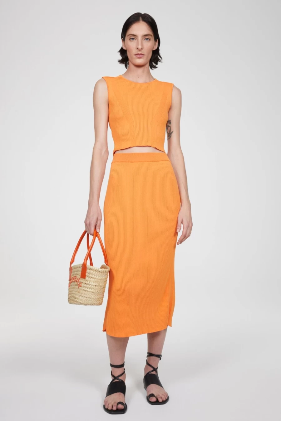 Rodebjer Women's Milana Crop Top in Orange Haze - Stylish Short Sleeve Blouse