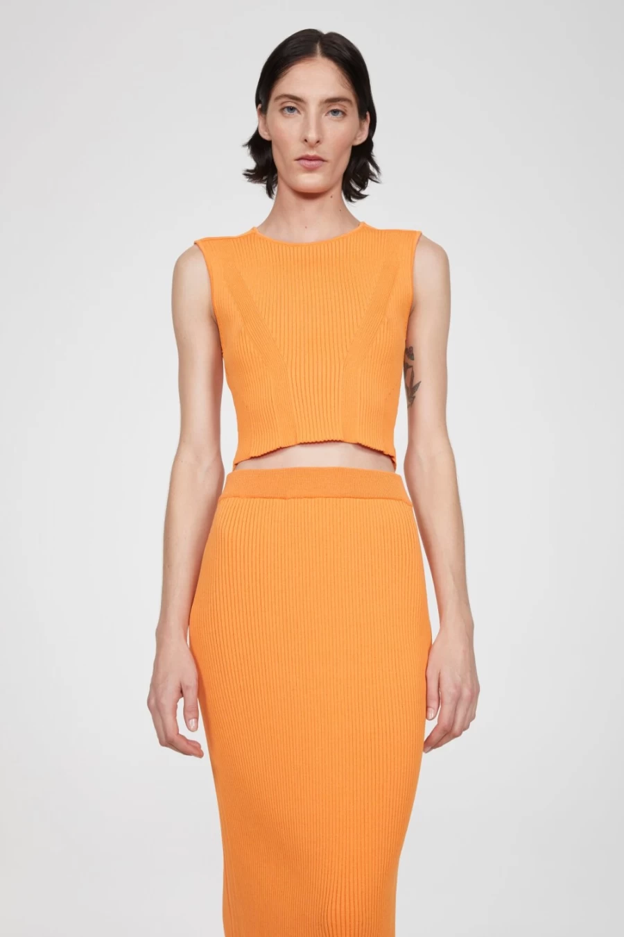 Rodebjer Women's Milana Crop Top in Orange Haze - Stylish Short Sleeve Blouse