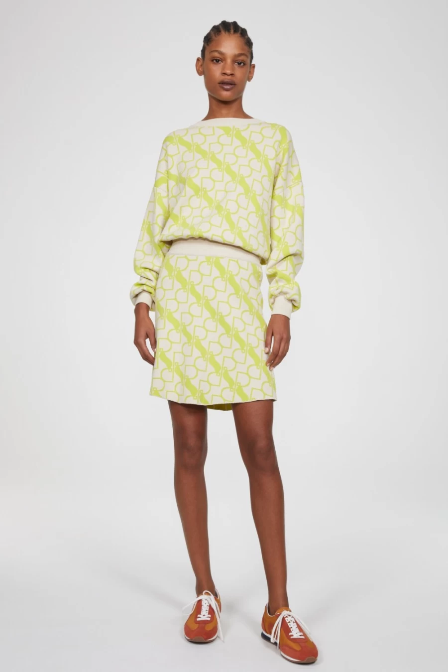 Rodebjer Women's Lime Green Tendai Monogram Skirt
