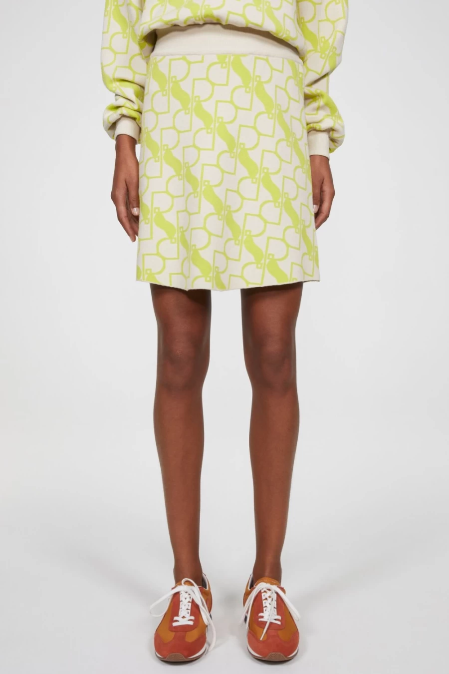 Rodebjer Women's Lime Green Tendai Monogram Skirt
