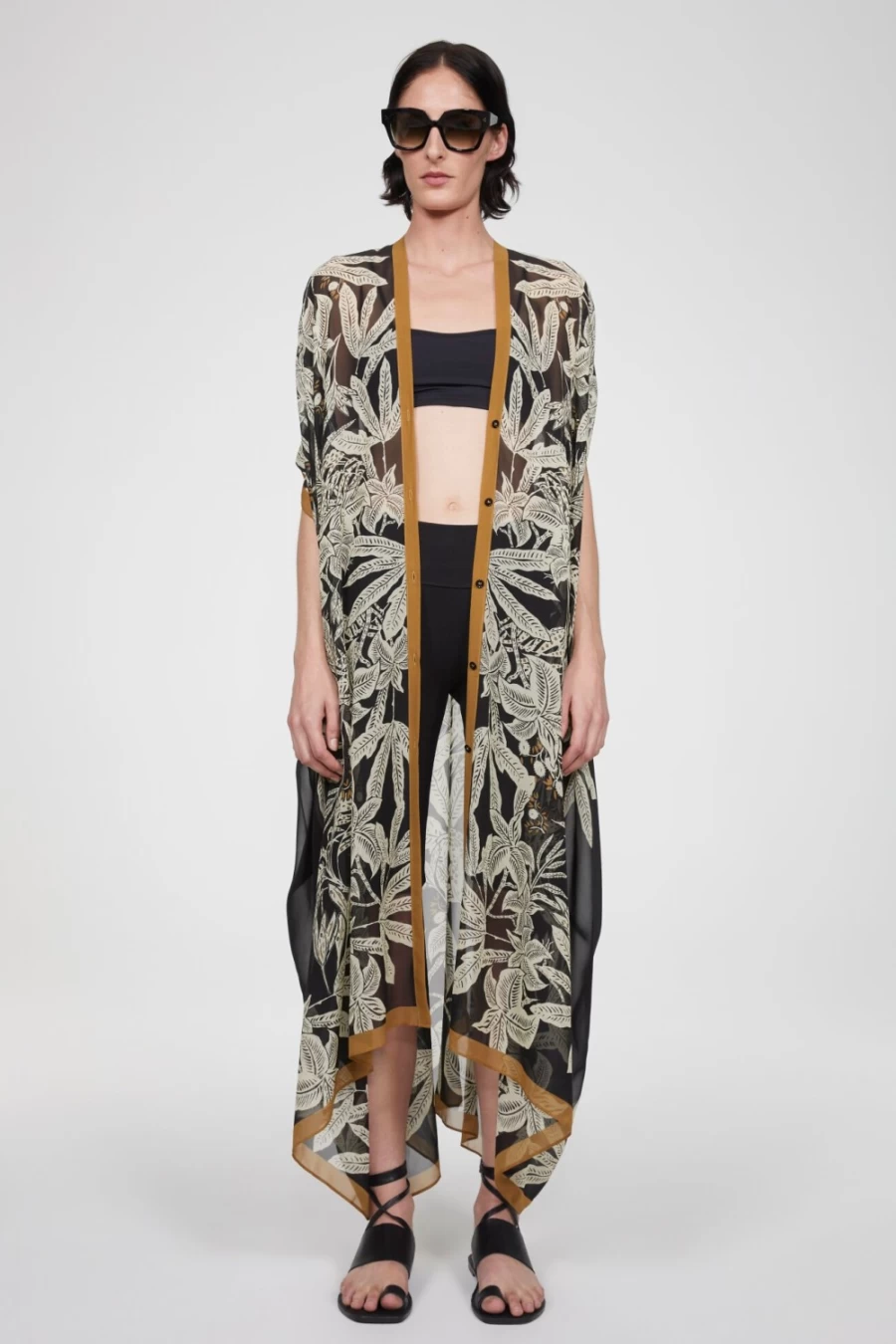 Rodebjer Women's Black Beige Agave Jungle Print Caftan Dress
