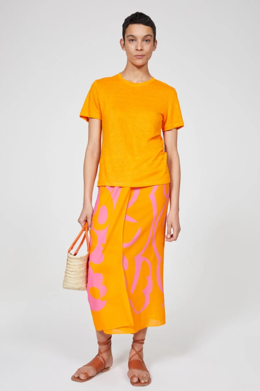 Rodebjer Women's Orange Haze Cloud Sarong – Lightweight Beach Wrap & Boho Scarf