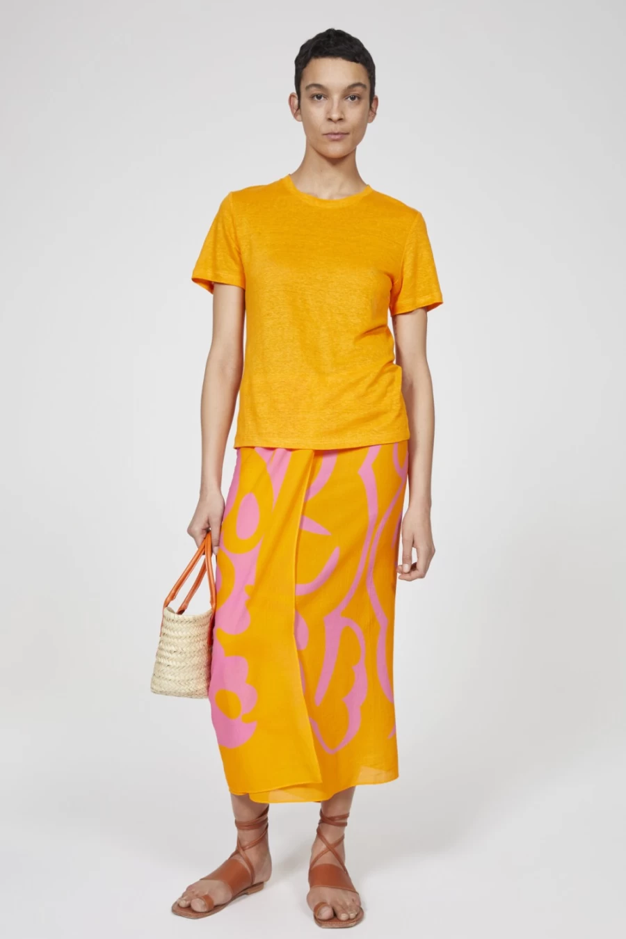 Rodebjer Women's Orange Haze Ninja Linen T-Shirt - Breathable Summer Top