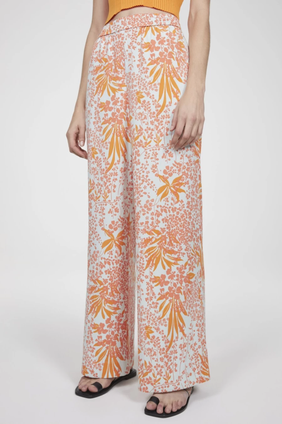 Rodebjer Women's Merci Full Length Pants in Orange Haze - High Waisted Wide Leg Trousers