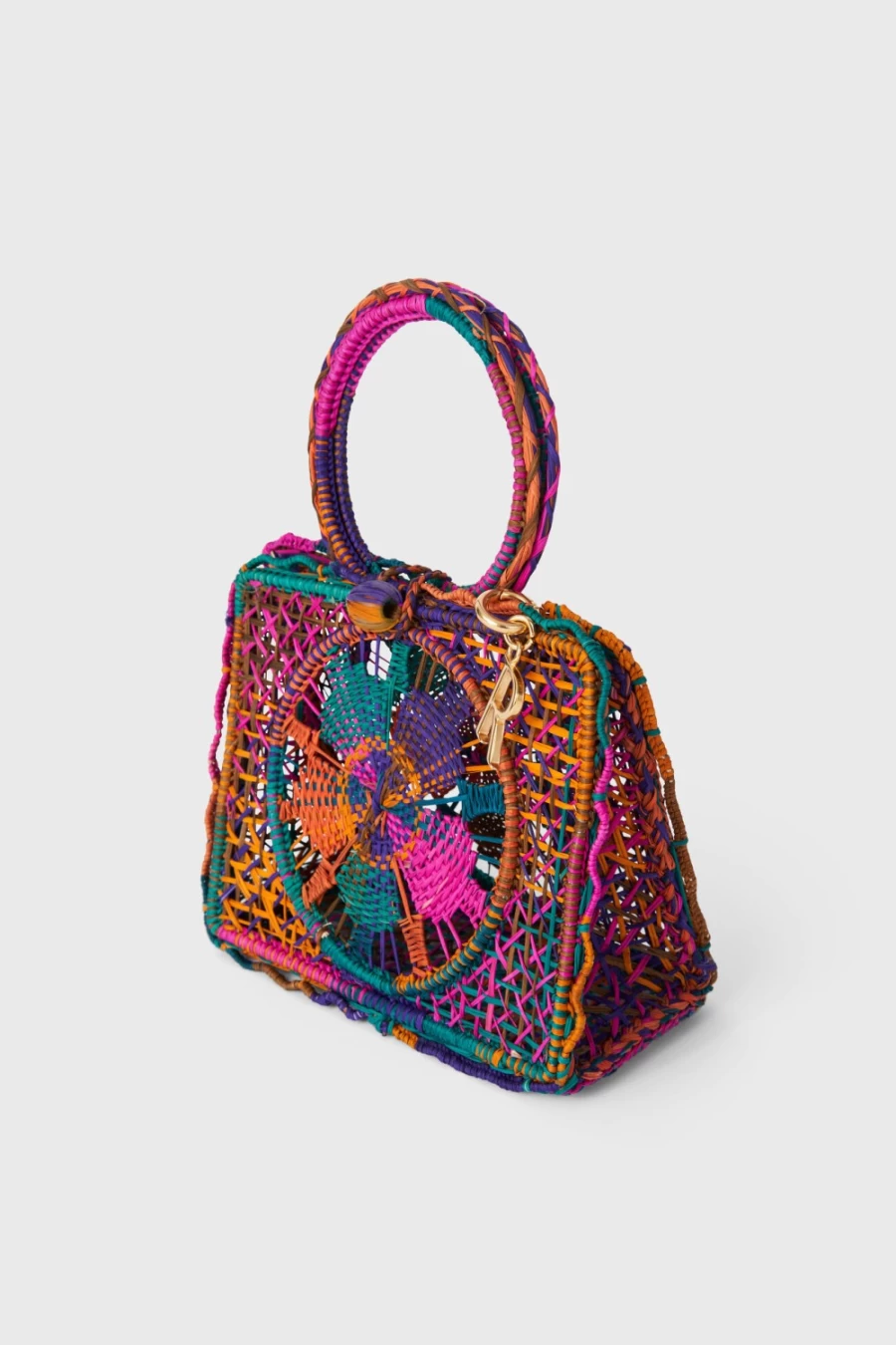 Rodebjer Women's Multi Color Palm Woven Bag - Stylish Handmade Beach Tote