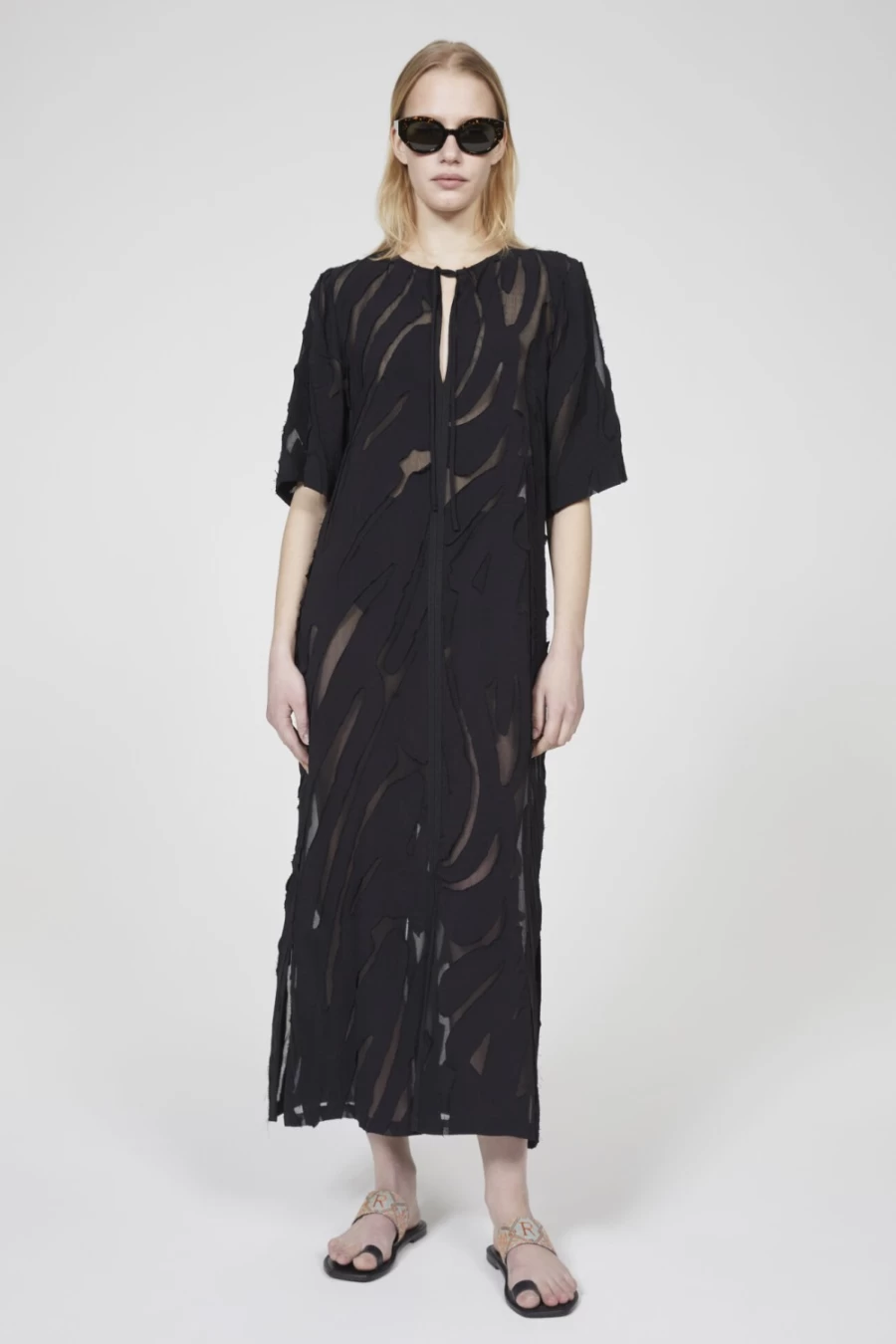 Rodebjer Women's Black Lynn Applique Dress - Elegant Embroidery Design