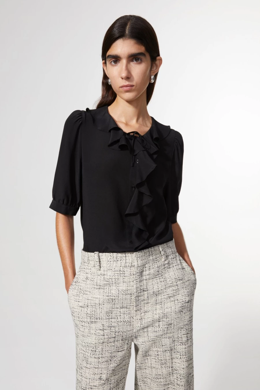 Rodebjer Women's Black Xilla Silk Blouse - Elegant Silk Top for Women