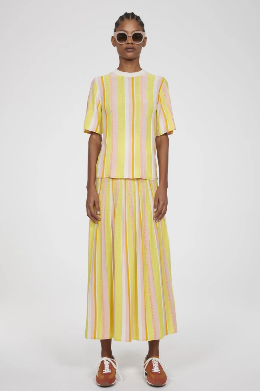 "Rodebjer Women's Lime Modulo Stripe Knitted Top"