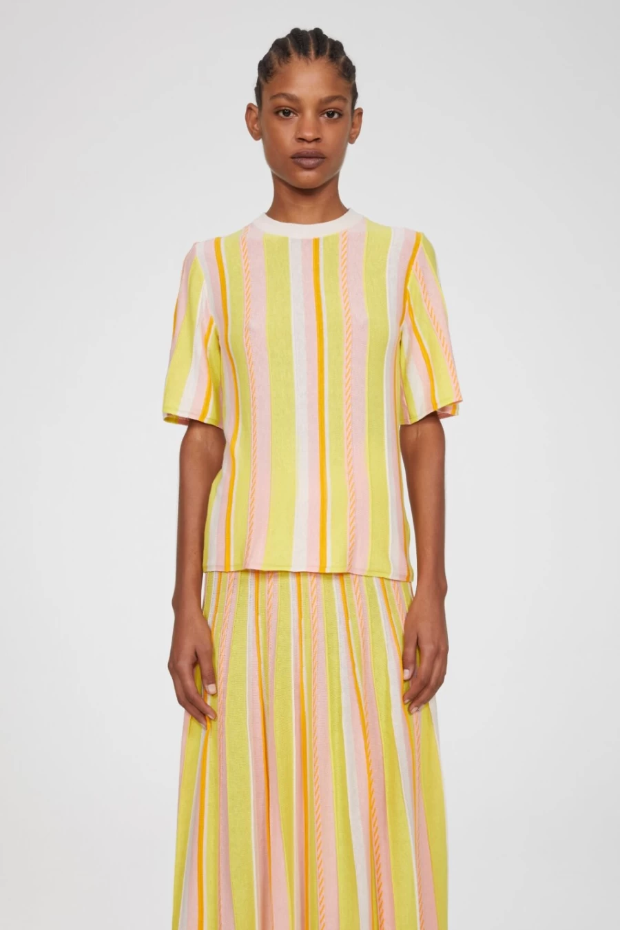 "Rodebjer Women's Lime Modulo Stripe Knitted Top"