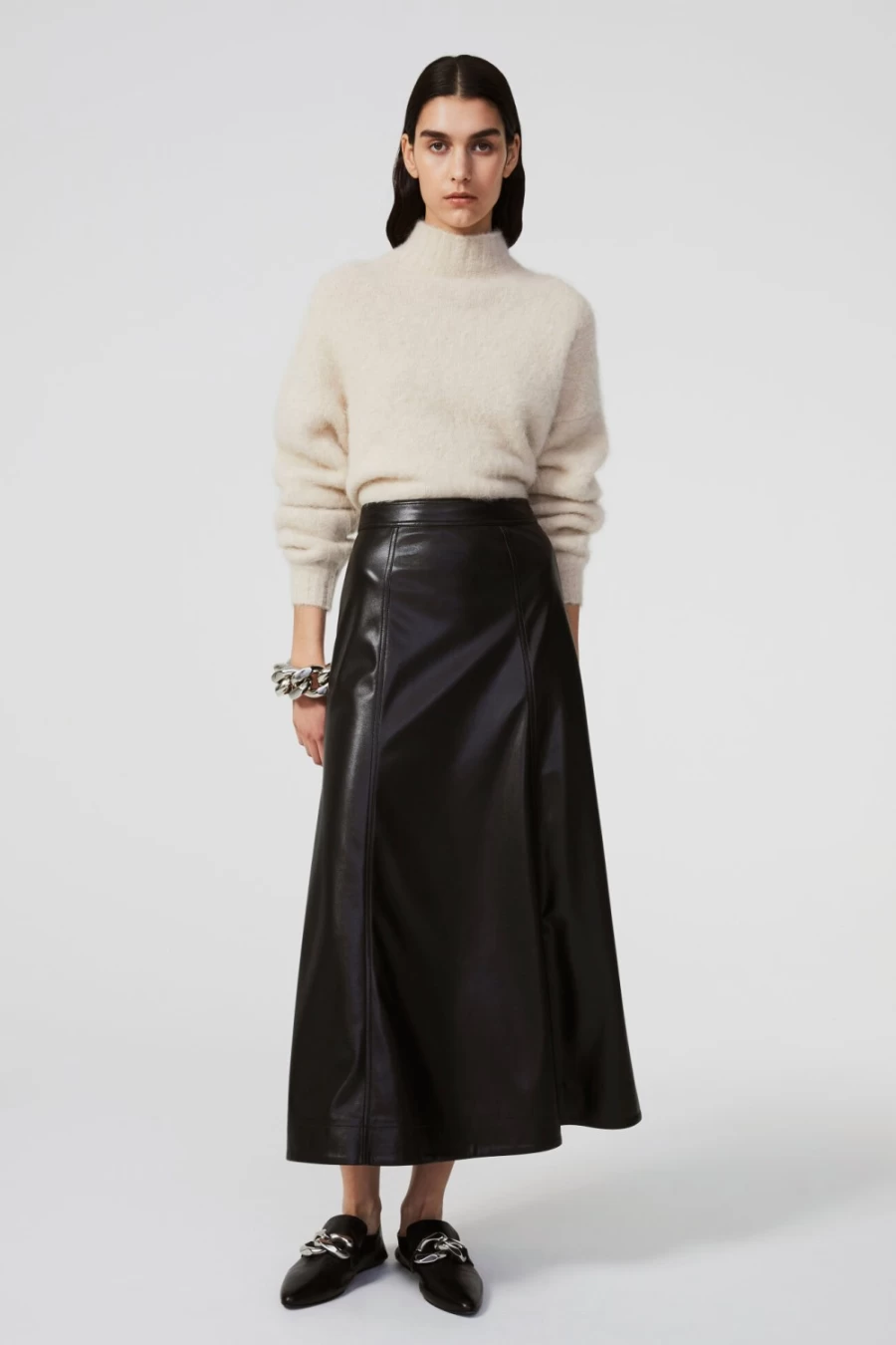 Rodebjer Women's Black Faux Leather Skirt - Stylish Vegan Leather Skirt for Women