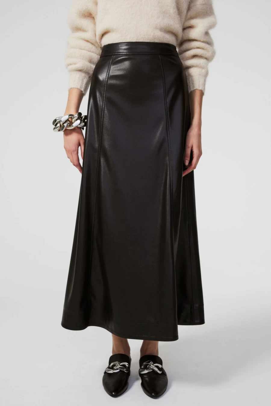 Rodebjer Women's Black Faux Leather Skirt - Stylish Vegan Leather Skirt for Women