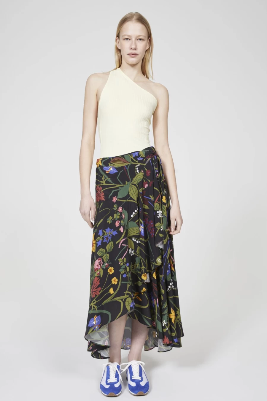 Rodebjer Women's Black Alva Jobs Print Skirt - Stylish Floral Pattern Midi Skirt