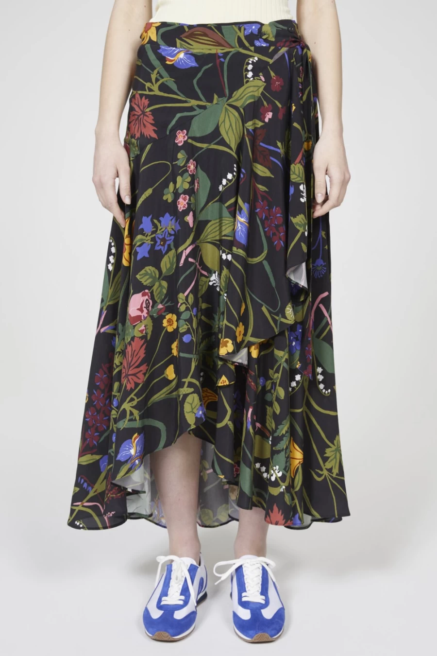 Rodebjer Women's Black Alva Jobs Print Skirt - Stylish Floral Pattern Midi Skirt