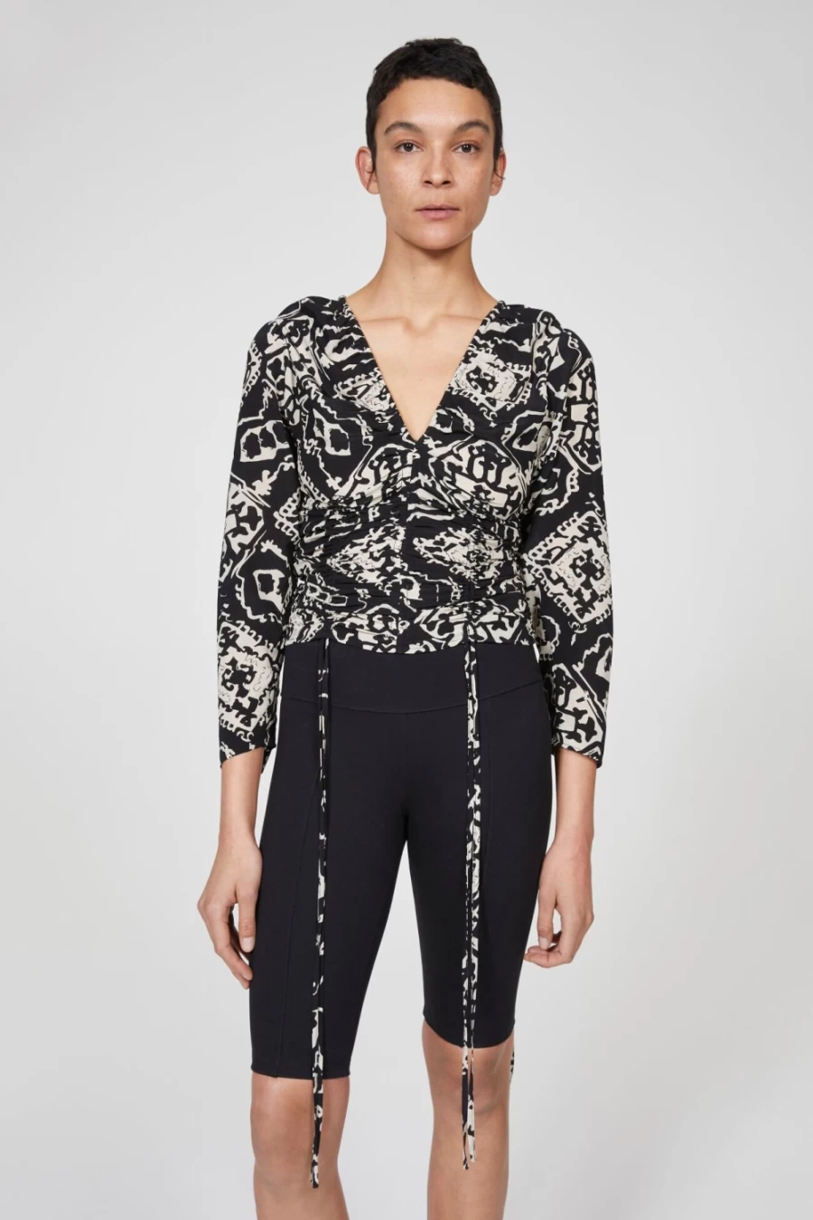 Rodebjer Venus Rihad Silk Blouse for Women - Black/White Elegant Top