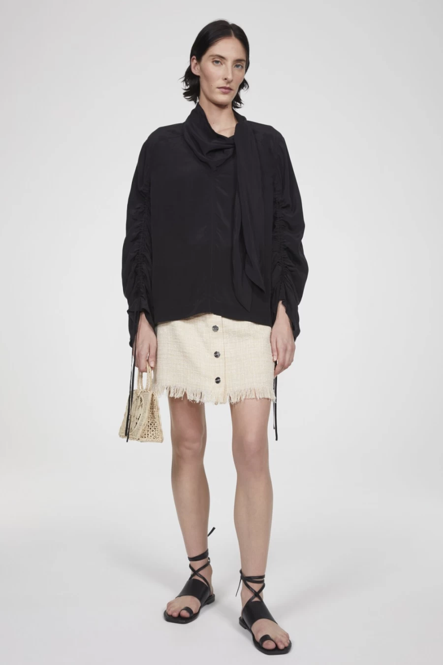 Rodebjer Mona Drapy Blouse for Women - Elegant Black Top
