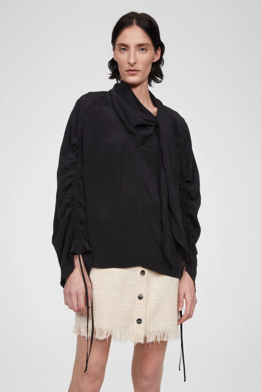 Rodebjer Mona Drapy Blouse for Women - Elegant Black Top