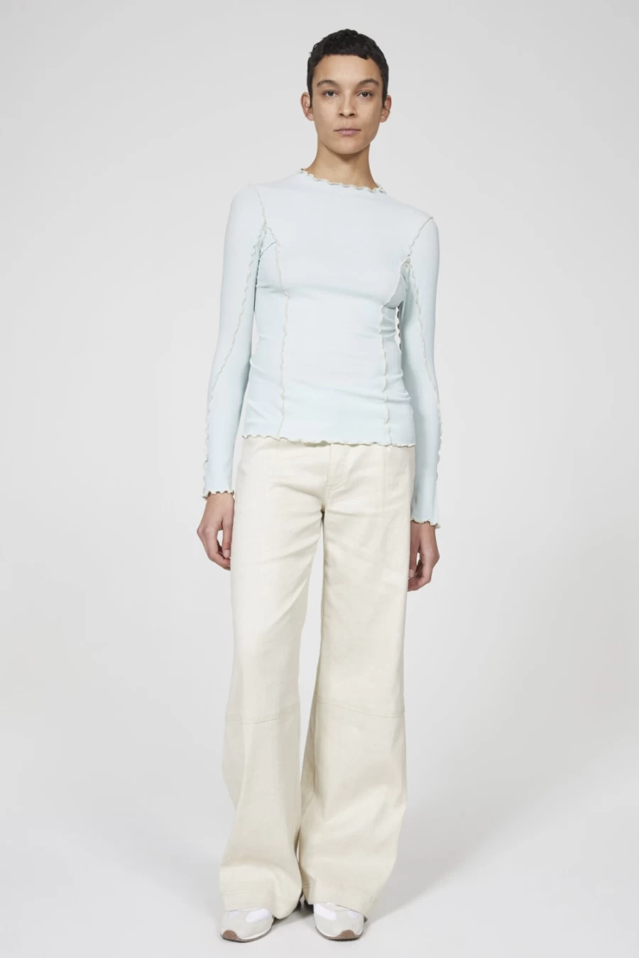 Rodebjer Woman's Columbine Jersey Top in Ocean Mint - Stylish Casual Blouse