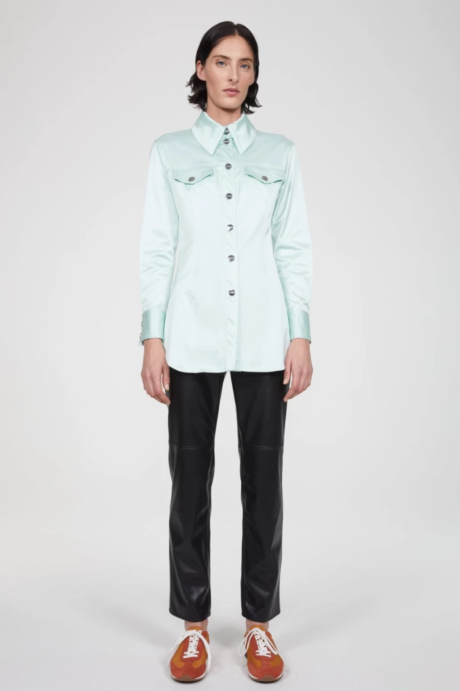 Rodebjer Women's Ocean Mint Crodino Sheen Shirt - Elegant Blouse for Women