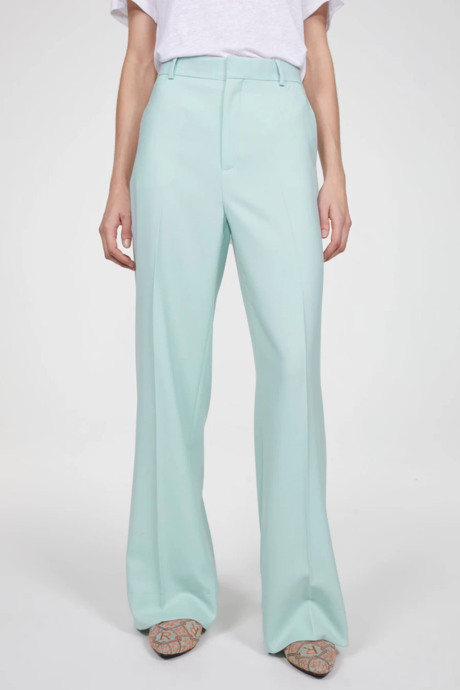 Rodebjer Women's Emilou Pants in Ocean Mint - Sustainable High-Waisted Trousers