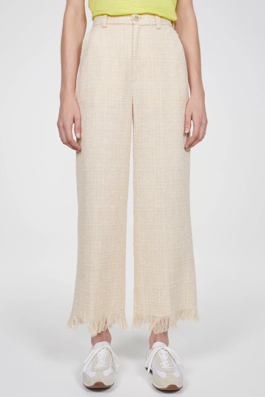 Rodebjer Women's Linen Fringe Pants - Emy High-Waisted Boho Trousers