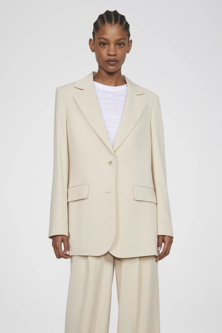 Rodebjer Viola Oversized Blazer for Women in Sand - Elegant Tailored Jacket