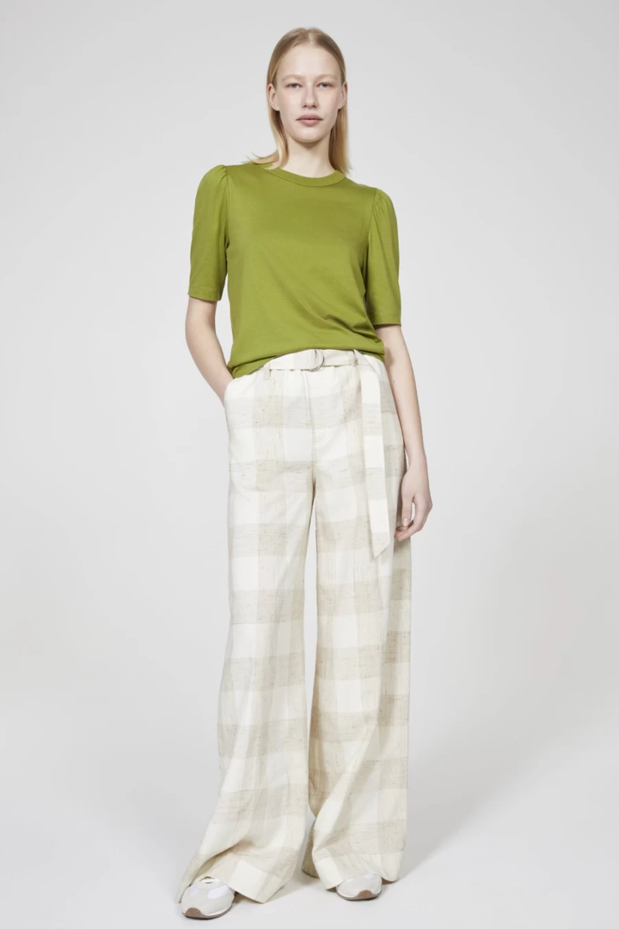 Rodebjer Women's Beige Ada Silkcheck Pants