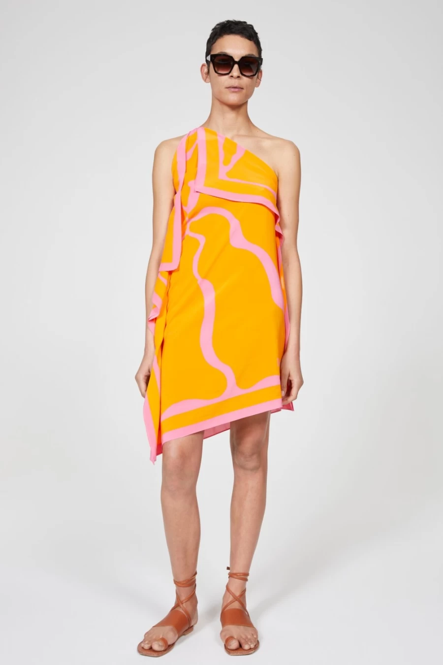 Rodebjer Orange Haze Biscotti Scarf Tunic Dress for Women