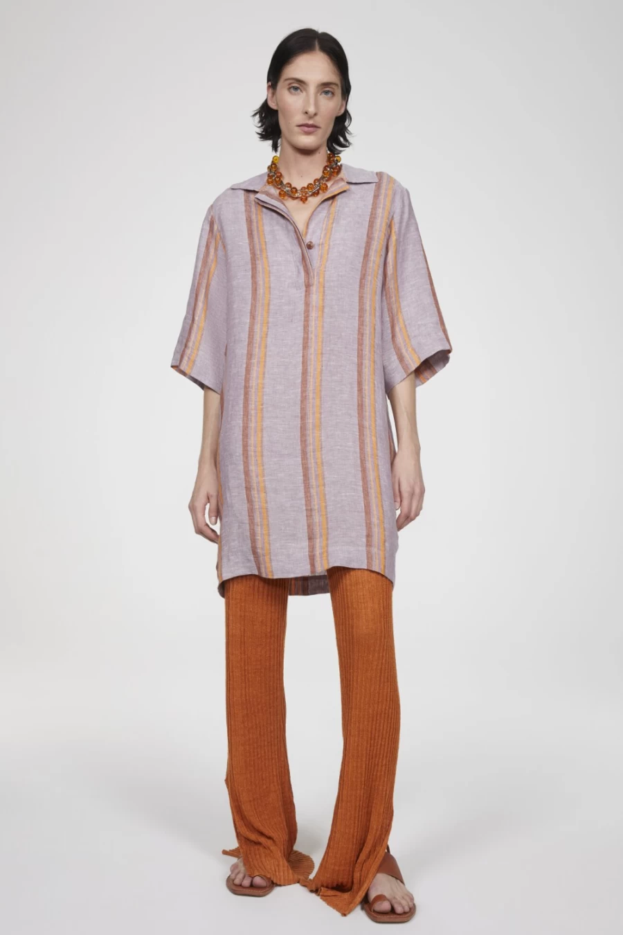 Rodebjer Women's Orange Haze Lori Linen Shirt - Casual Linen Top for Women