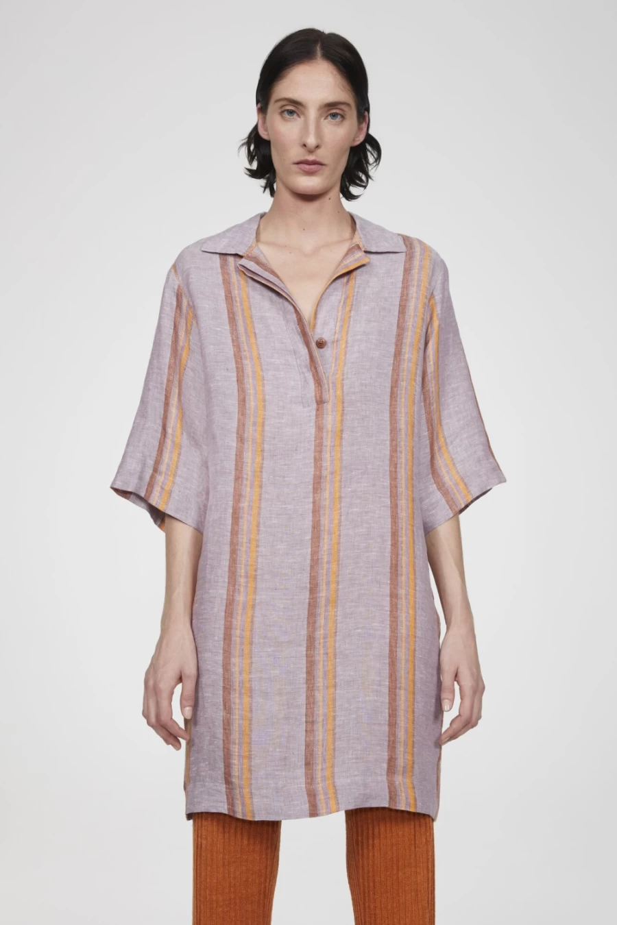 Rodebjer Women's Orange Haze Lori Linen Shirt - Casual Linen Top for Women