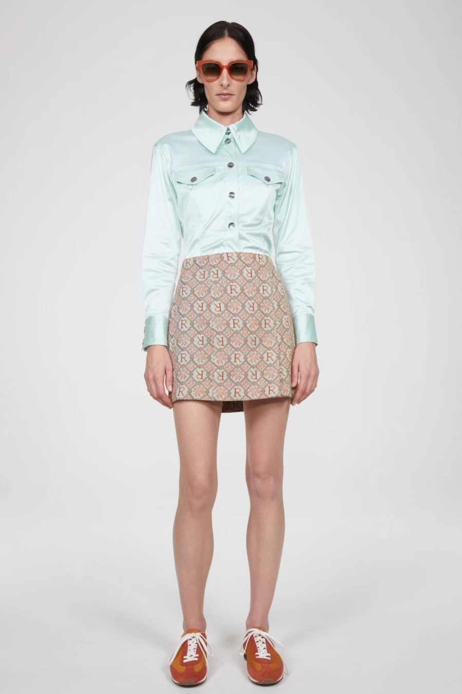 Rodebjer Woman's Ocean Mint Brescia Logo Skirt - Elegant Designer Skirt for Women