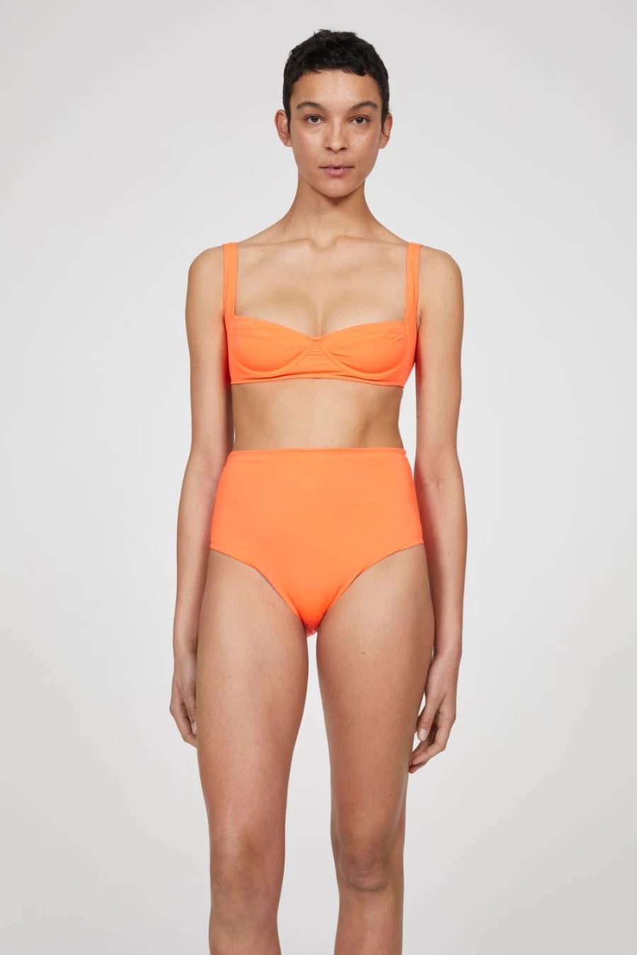Rodebjer Women's High Waisted Bikini Pants in Hot Tangerine - Bommie Style Swim Bottoms