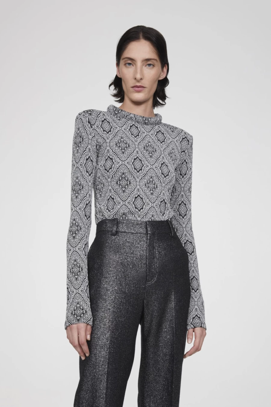 Rodebjer Women's Marion Lurex Top in Black & Silver - Glamorous Knit Blouse