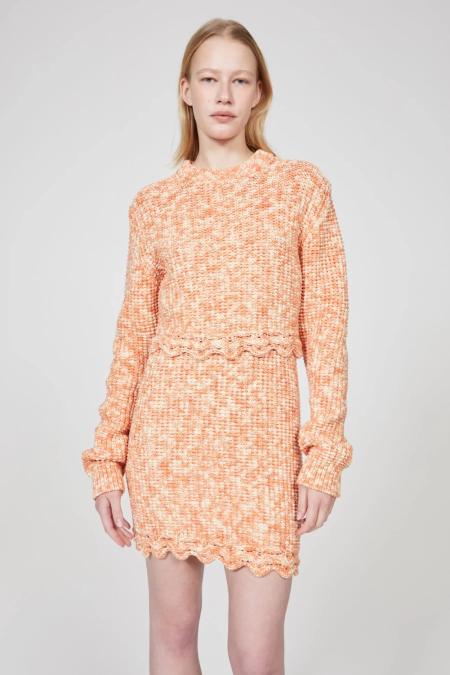 "Rodebjer Women's Tori Cropped Knit Sweater in Orange Haze"
