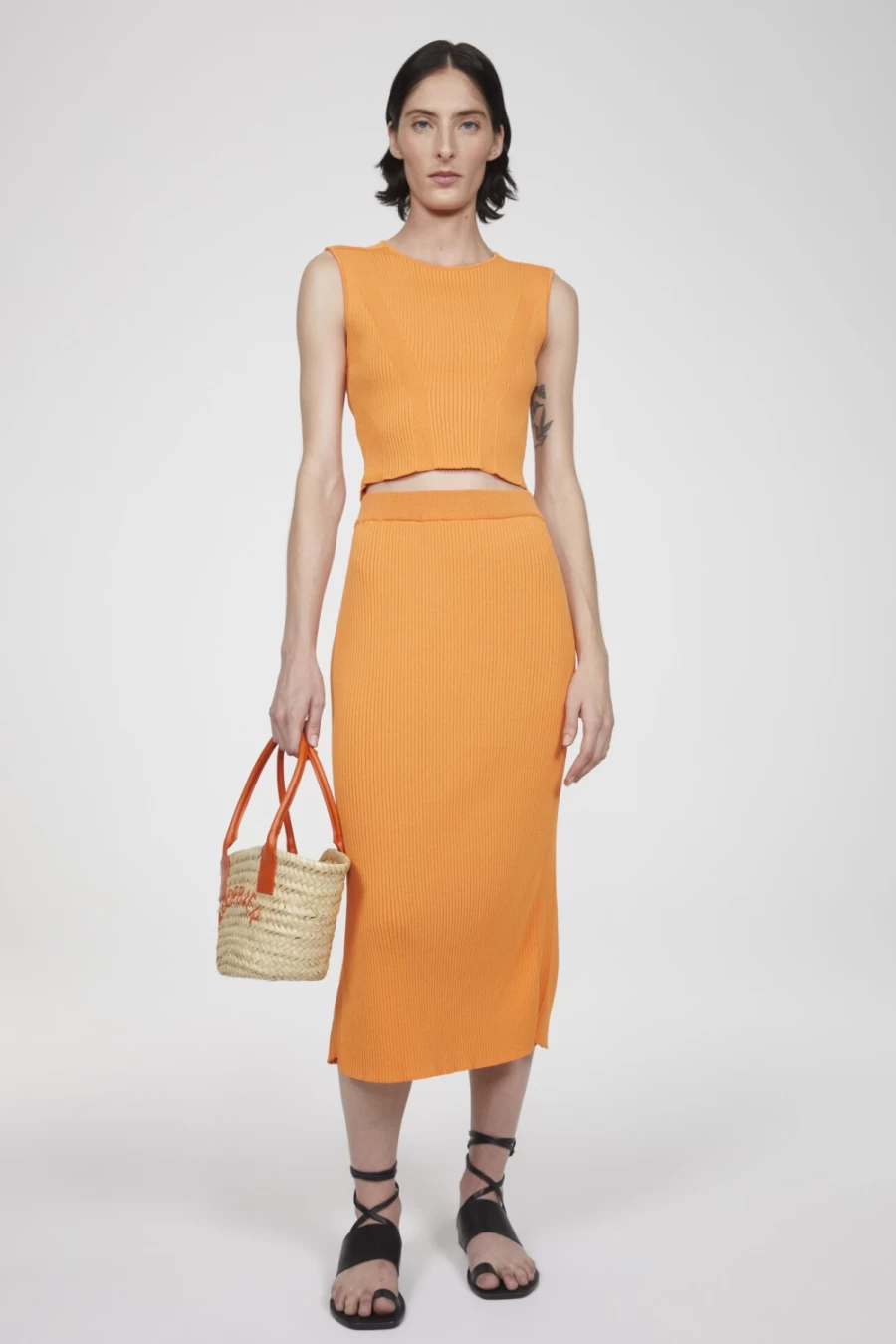 Rodebjer Women's Milana Crop Top in Orange Haze - Stylish Short Sleeve Blouse