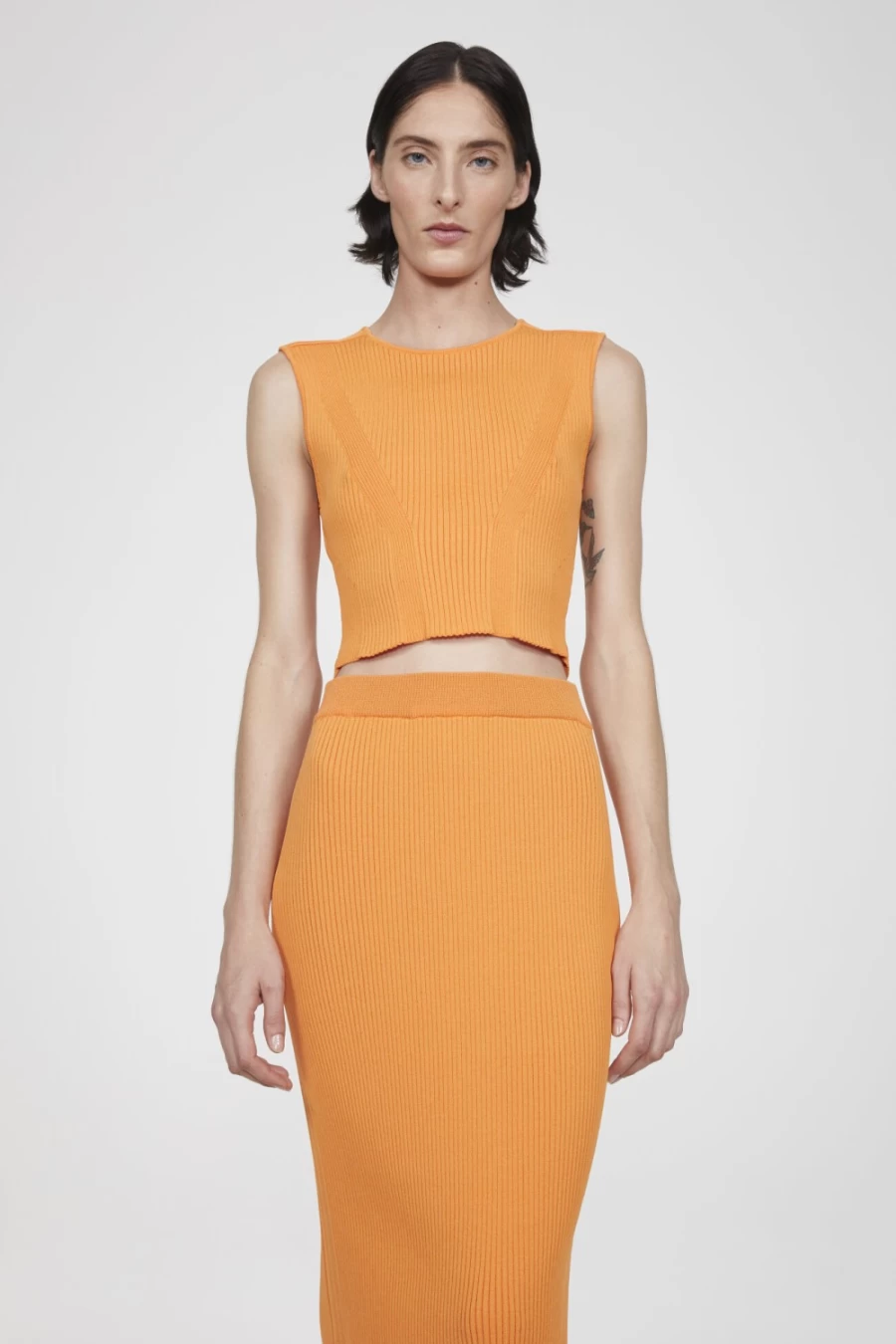 Rodebjer Women's Milana Crop Top in Orange Haze - Stylish Short Sleeve Blouse